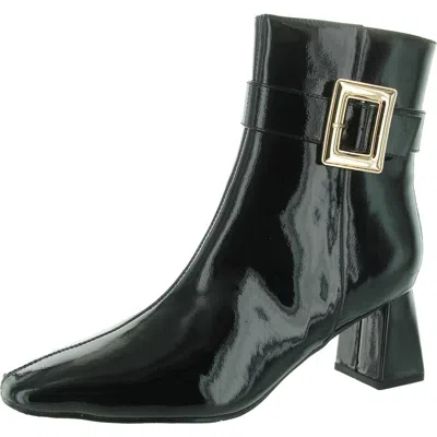 Masseys Sydney Womens Buckle Faux Leather Ankle Boots In Black