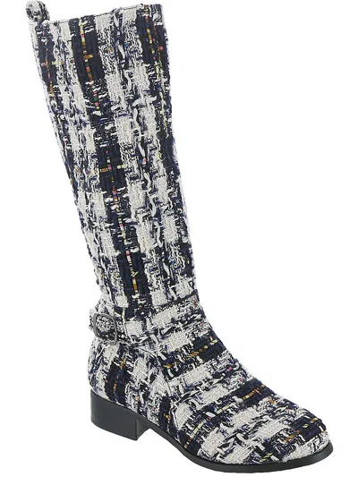 Masseys Tabitha Womens Plaid Manmade Knee-high Boots In Black