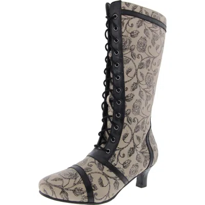 Masseys Vintage 2.0 Womens Floral Print Leather Knee-high Boots In Multi