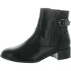 Masseys Millie Womens Faux Leather Block Heel Ankle Boots In Black