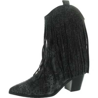 Masseys Womens Fringe Cowboy, Western Boots In Black