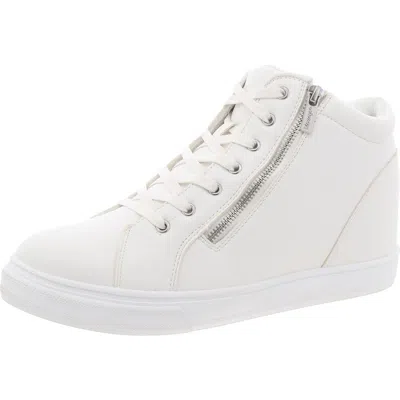 Masseys Womens Lace-up Synthetic High-top Sneakers In White