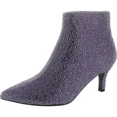 Masseys Womens Rhinestone Man Made Ankle Boots In Purple