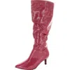 MASSEYS WOMENS RUCHED MAN MADE KNEE-HIGH BOOTS