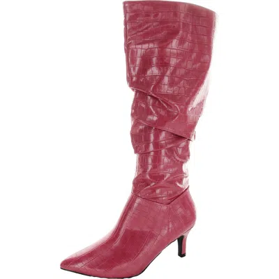 Masseys Womens Ruched Man Made Knee-high Boots In Red