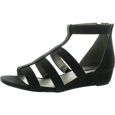 Masseys Womens Strappy Man Made Wedge Sandals In Black