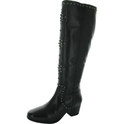 Masseys Womens Studded Leather Knee-high Boots In Black