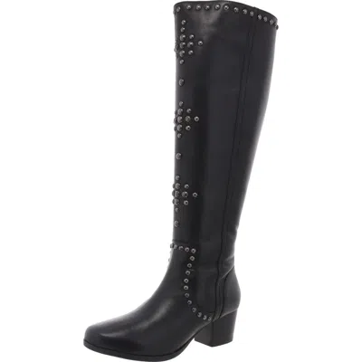 Masseys Womens Zipper Leather Knee-high Boots In Black