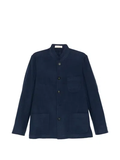 Massimo Alba Bali Virgin Wool Guru Collar Jacket In Blue