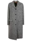 Massimo Alba Black And White Patterned Wool Blend Duster Coat In Gray