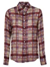 Massimo Alba Button-down Plaid Viscose Shirt In Burgundy