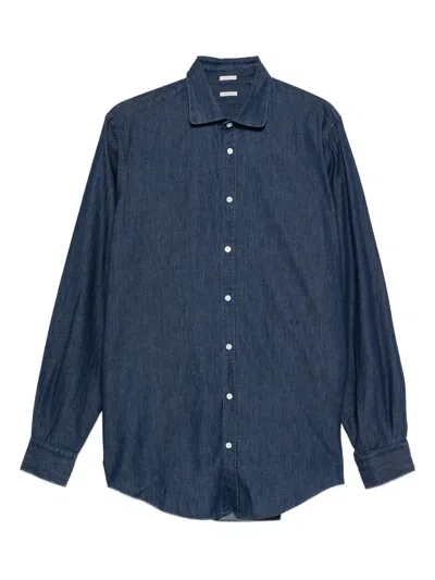 Massimo Alba Canary Button-down Denim Shirt In Blue