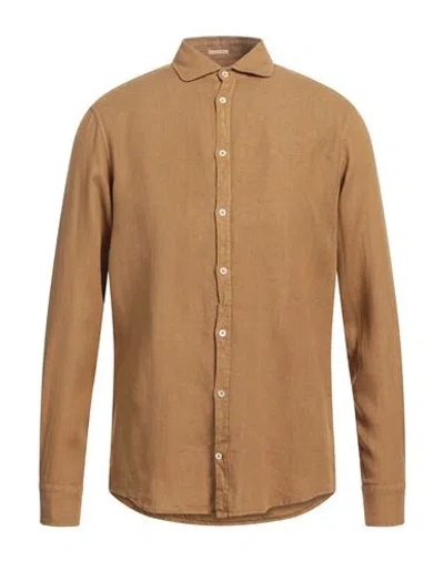 Massimo Alba Canary Man Shirt Camel Size S Linen In Beige