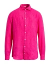 Massimo Alba Canary Man Shirt Fuchsia Size S Linen In Pink