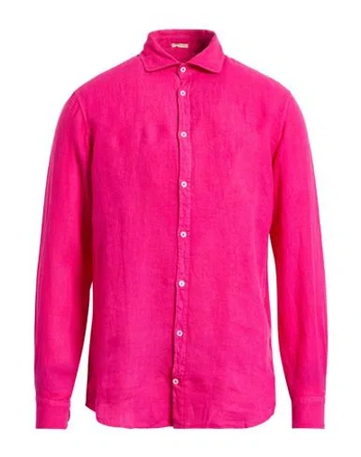 Massimo Alba Canary Man Shirt Fuchsia Size S Linen In Pink