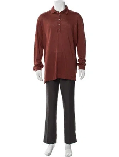 Pre-owned Massimo Alba Cashmere Collar Polo Shirt W/ Tags In Red