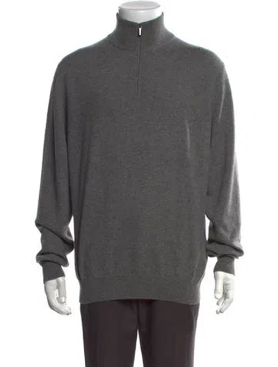 Pre-owned Massimo Alba Cashmere Mock Neck Pullover In Grey
