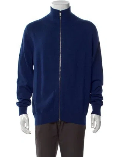 Pre-owned Massimo Alba Cashmere Open Front Cardigan W/ Tags In Blue