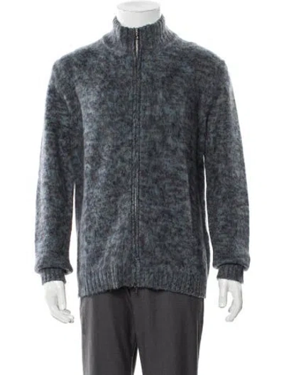 Pre-owned Massimo Alba Cashmere Turtleneck Cardigan In Blue