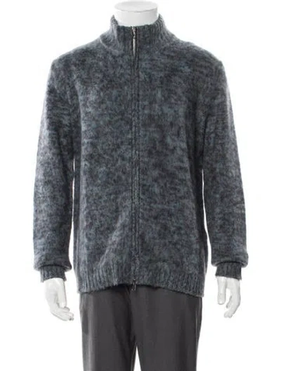 Pre-owned Massimo Alba Cashmere Turtleneck Cardigan In Blue