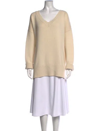 Pre-owned Massimo Alba Cashmere V-neck Sweater In Neutrals