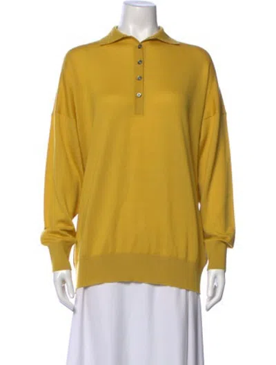 Pre-owned Massimo Alba Cashmere V-neck Sweater In Yellow