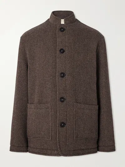 Massimo Alba Chevrolet Reversible Herringbone Wool-blend Jacket In Brown