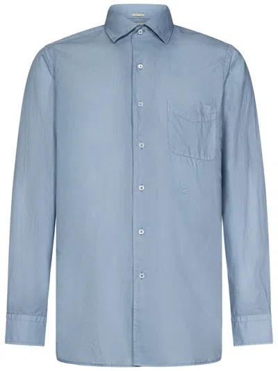 Massimo Alba Classic Button-down Shirt In Clear Blue Cotton In Grey