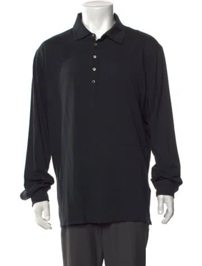 Pre-owned Massimo Alba Collar Long Sleeve Polo Shirt In Blue