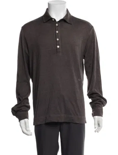 Pre-owned Massimo Alba Collar Long Sleeve Polo Shirt In Brown