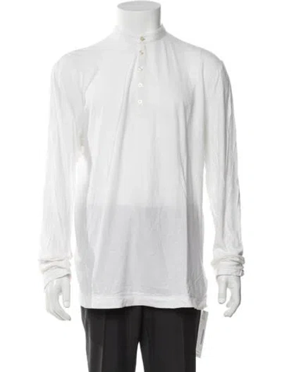 Pre-owned Massimo Alba Crew Neck Long Sleeve Henley In White
