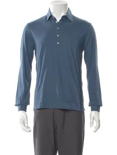 Pre-owned Massimo Alba Crew Neck Long Sleeve Polo Shirt W/ Tags In Blue