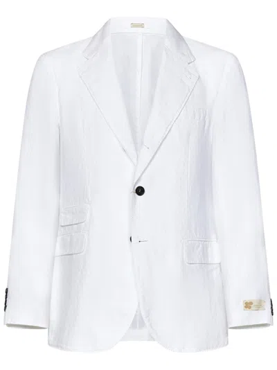 Massimo Alba Deconstructed White Linen Blazer With Relaxed Fit