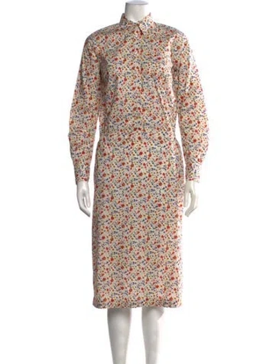 Pre-owned Massimo Alba Floral Print Knee-length Dress In Neutrals