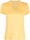 Massimo Alba Flores Short-sleeve Linen T-shirt In Gelb