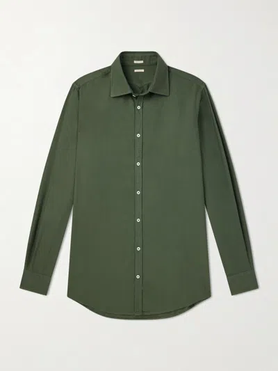 Massimo Alba Genova Cotton-chambray Shirt In Green