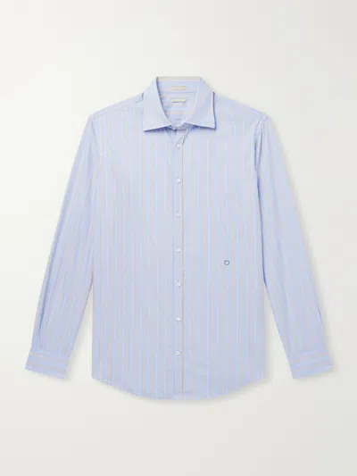 Massimo Alba Genova Striped Cotton-poplin Shirt In Blue