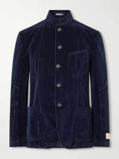 Massimo Alba Gstaad Panelled Cotton-velvet Jacket In Blue