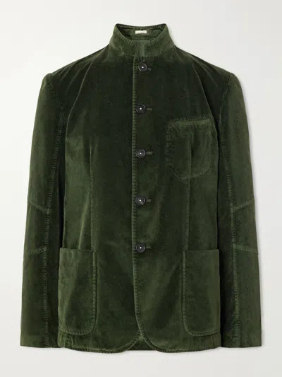 Massimo Alba Gstaad Panelled Cotton-velvet Jacket In Green