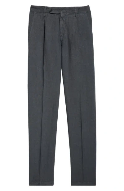 Massimo Alba Ionio2 Pleated Linen Canvas Dress Trousers In Ferro