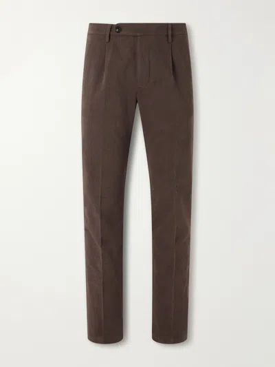 Massimo Alba Ionio2 Straight-leg Cotton-blend Trousers In Brown