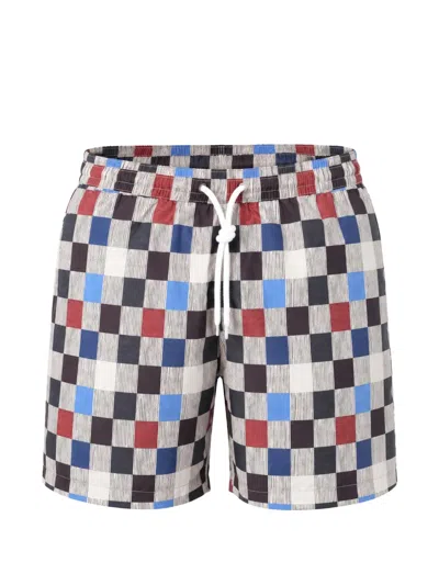 Massimo Alba Kite Checkered Swimming Shorts In Animal Print