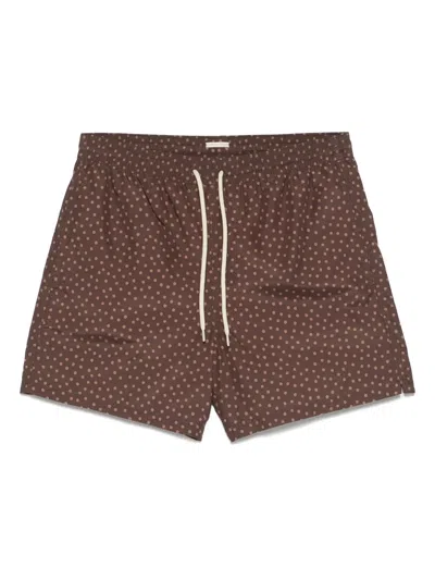 Massimo Alba Kite Straight-leg Mid-length Polka-dot Swim Shorts In Brown