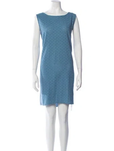 Pre-owned Massimo Alba Lace Pattern Mini Dress In Blue