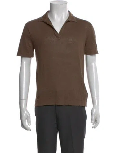 Pre-owned Massimo Alba Linen Collar Polo Shirt In Brown