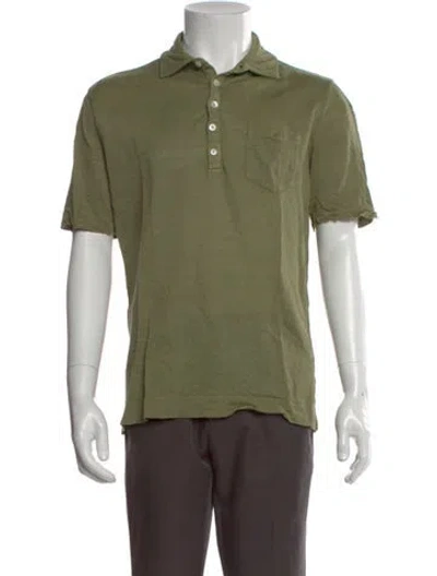 Pre-owned Massimo Alba Linen Crew Neck Polo Shirt In Green