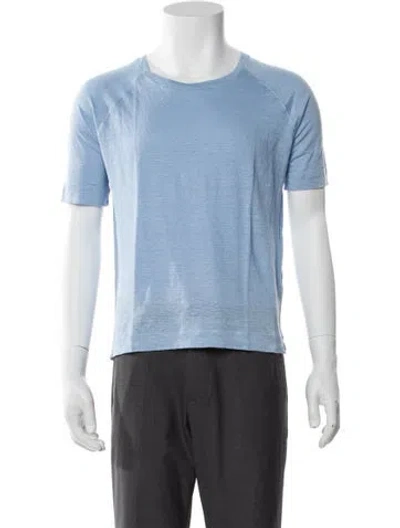 Pre-owned Massimo Alba Linen Crew Neck T-shirt W/ Tags In Blue