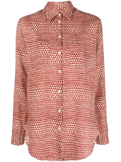 Massimo Alba Linen Graphic-print Shirt In Red