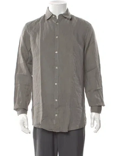 Pre-owned Massimo Alba Linen Long Sleeve Shirt W/ Tags In Gray