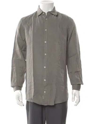 Pre-owned Massimo Alba Linen Long Sleeve Shirt W/ Tags In Gray